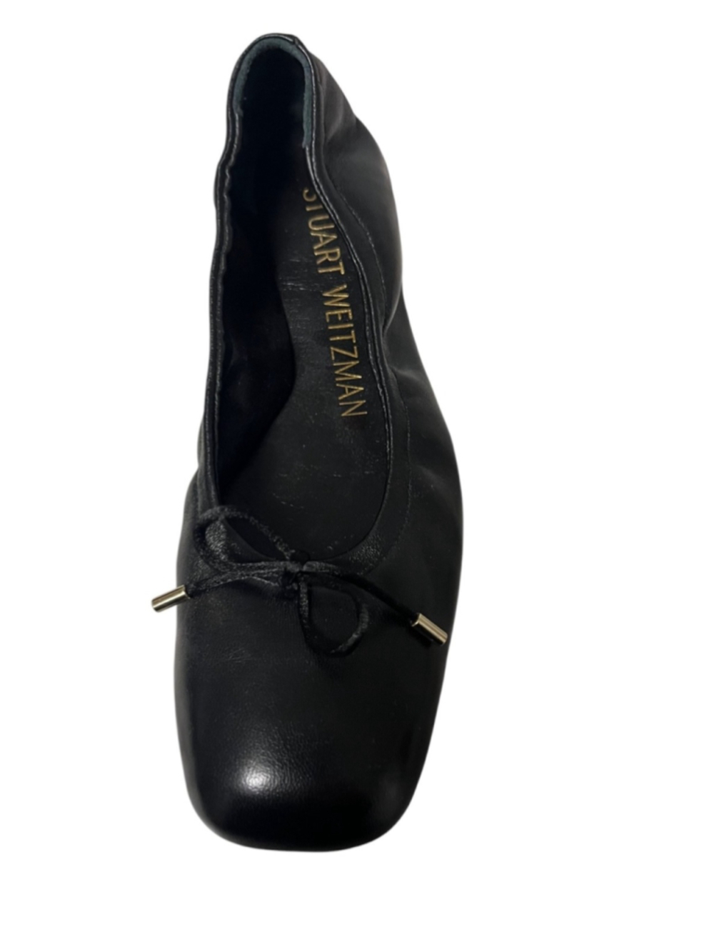 Stuart Weitzman Black Bardot Leather Ballet Flats Shoes Size 8 - Picture 8 of 11